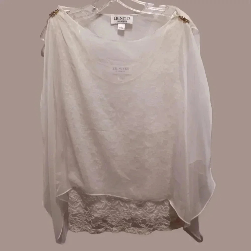 J.R Nites chiffon poncho style top size Large